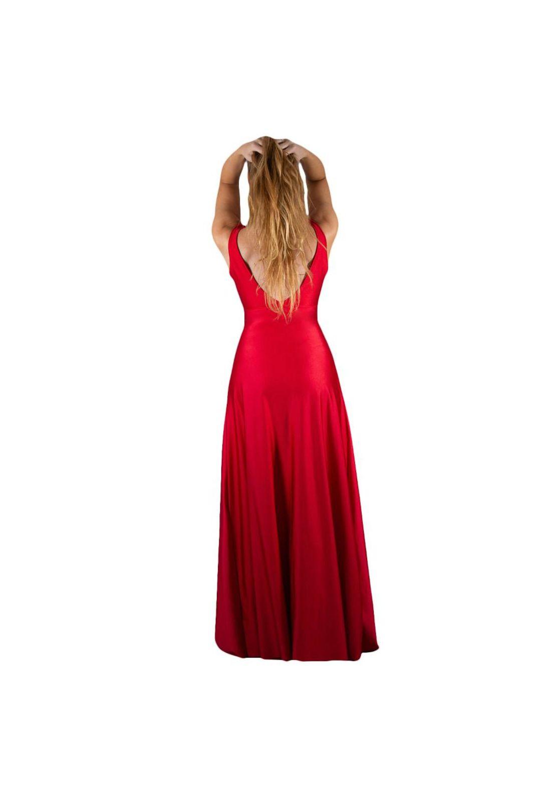 Vestido Largo Algarve Rojo Lycra Dupont Maria Paskaro-2