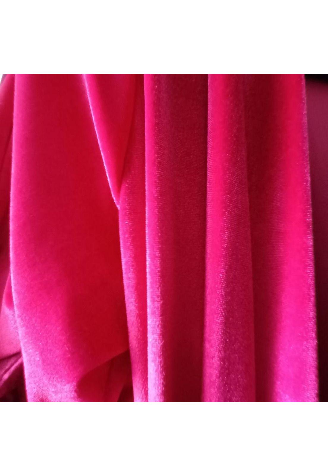 Tapado Kimono Largo Vuelos Fucsia Terciopelo Maria Paskaro-3