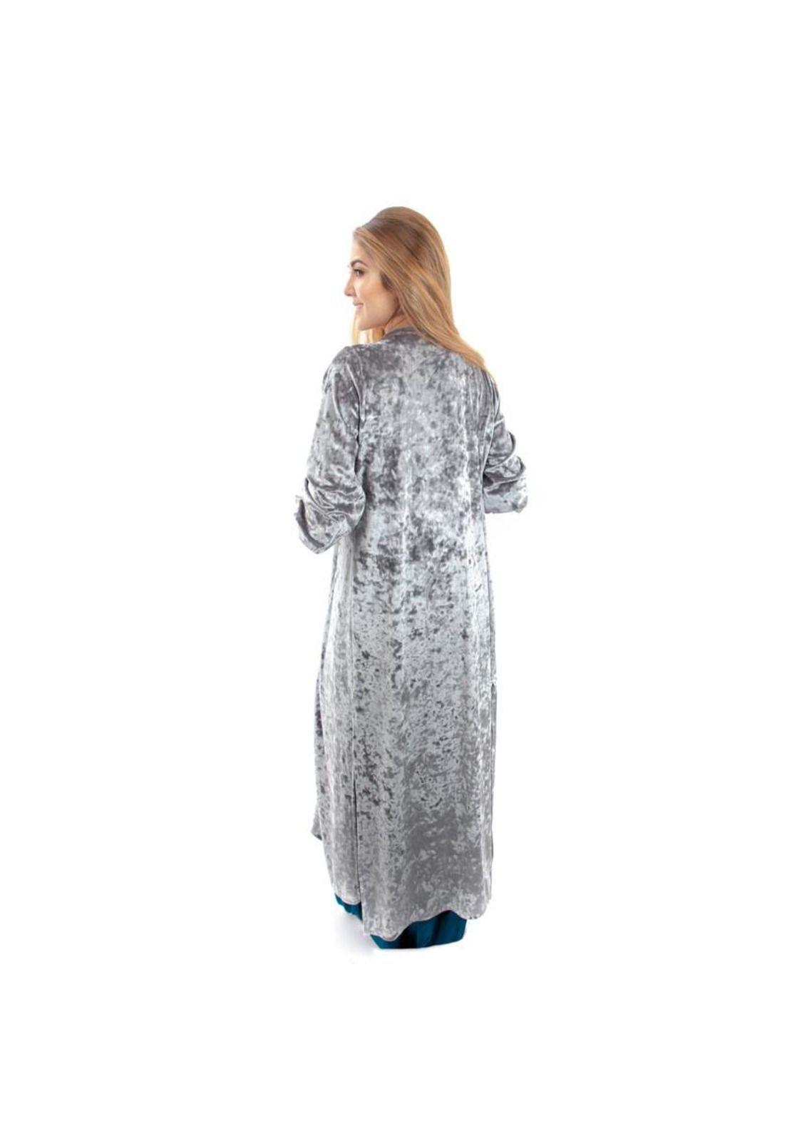 Tapado Kimono Santini Grafito Jaspeado Terciopelo Maria Paskaro-2