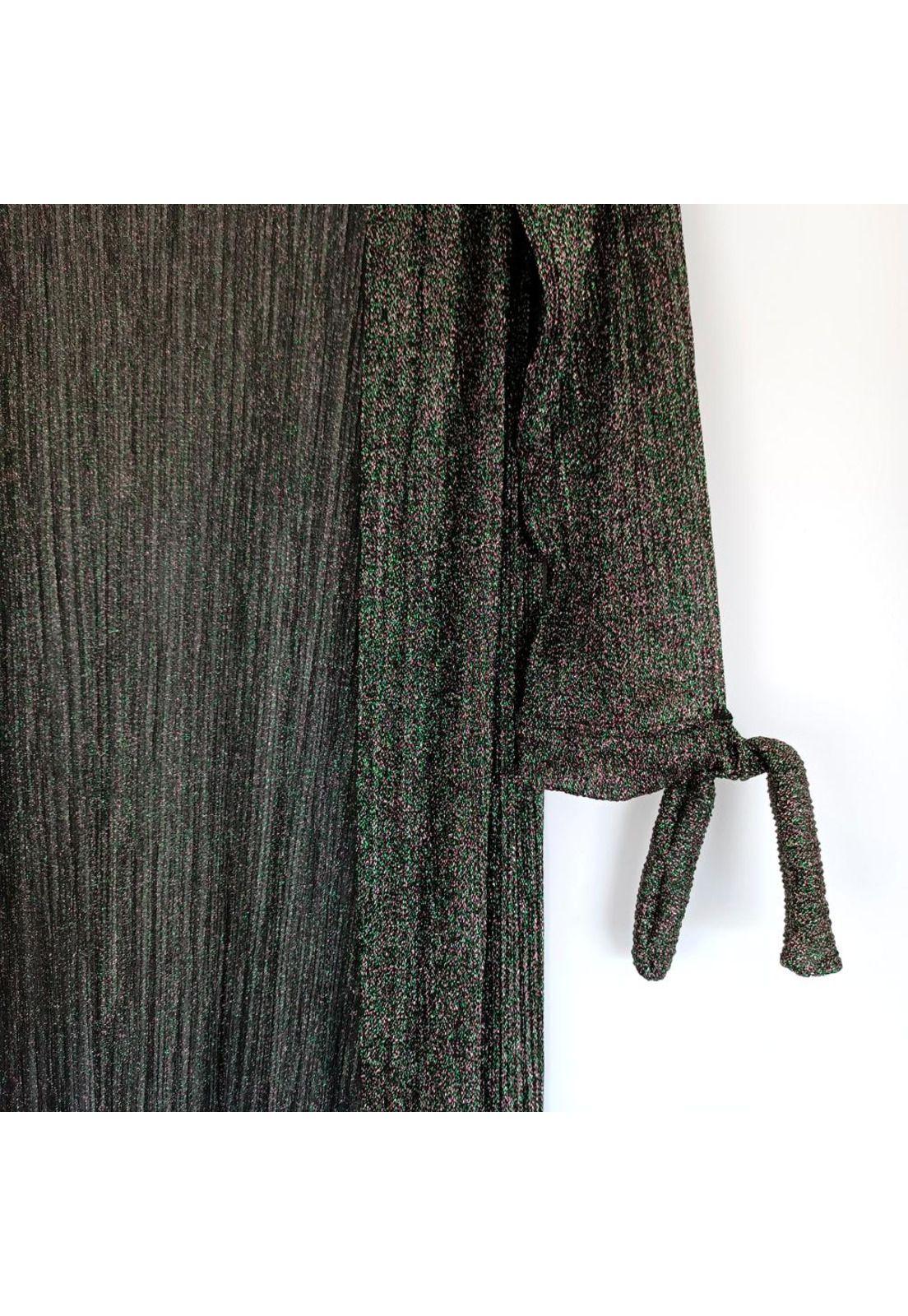 Tapado Kimono Largo Verona Verde Multicolor Shine Transparente Maria Paskaro-4