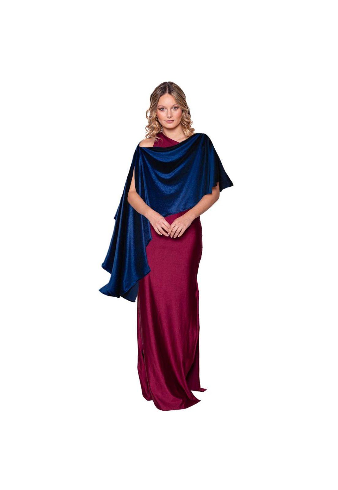 Tapado Capa Multiforma Catania Azul Terciopelo Maria Paskaro-1