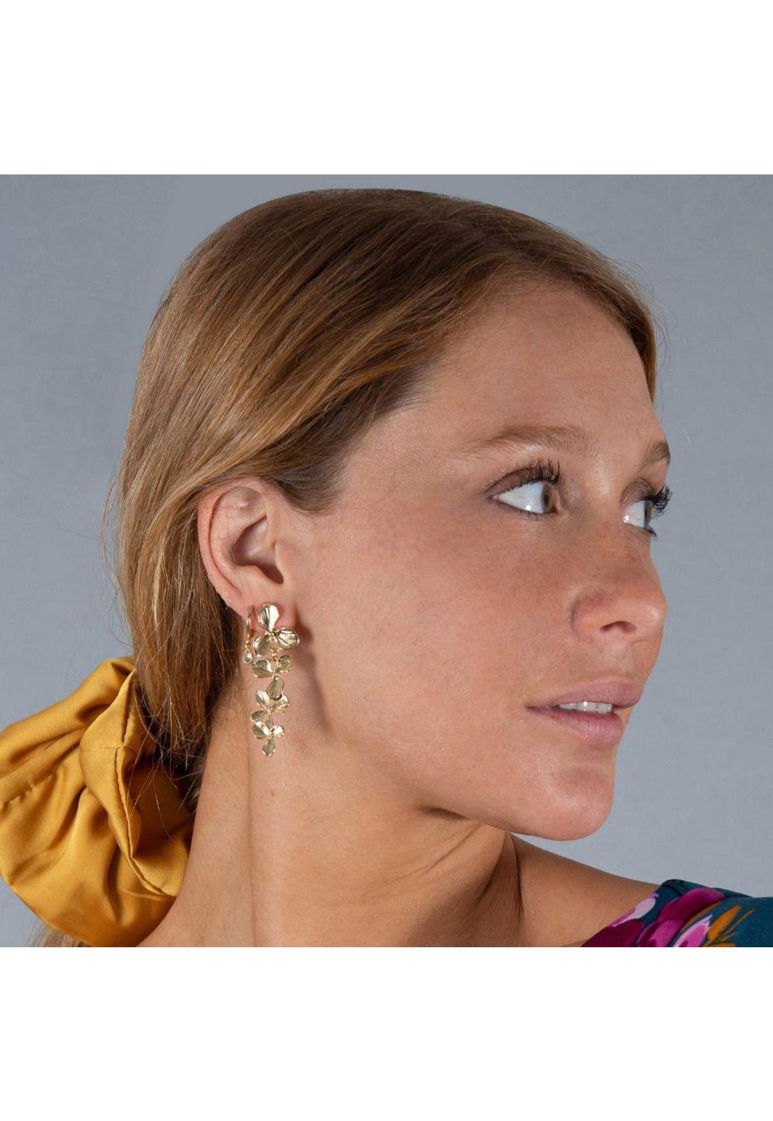 Aros Gladiolo 3 Flores Chicas Dorado B Maria Paskaro-0