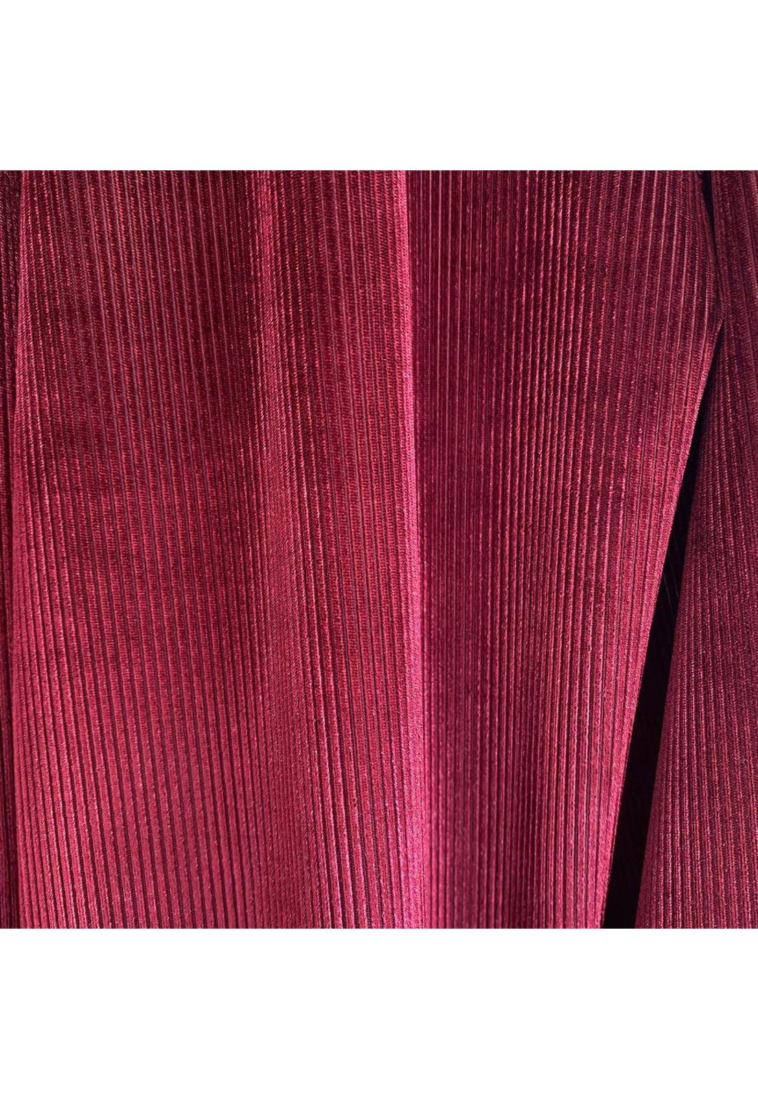 Tapado Kimono Largo Verona Burdeo Terciopelo Lineas Maria Paskaro-2