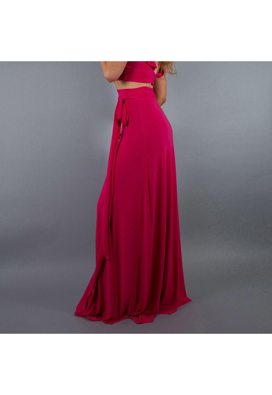 Falda Larga Veracruz Fucsia Lycra Maria Paskaro-2