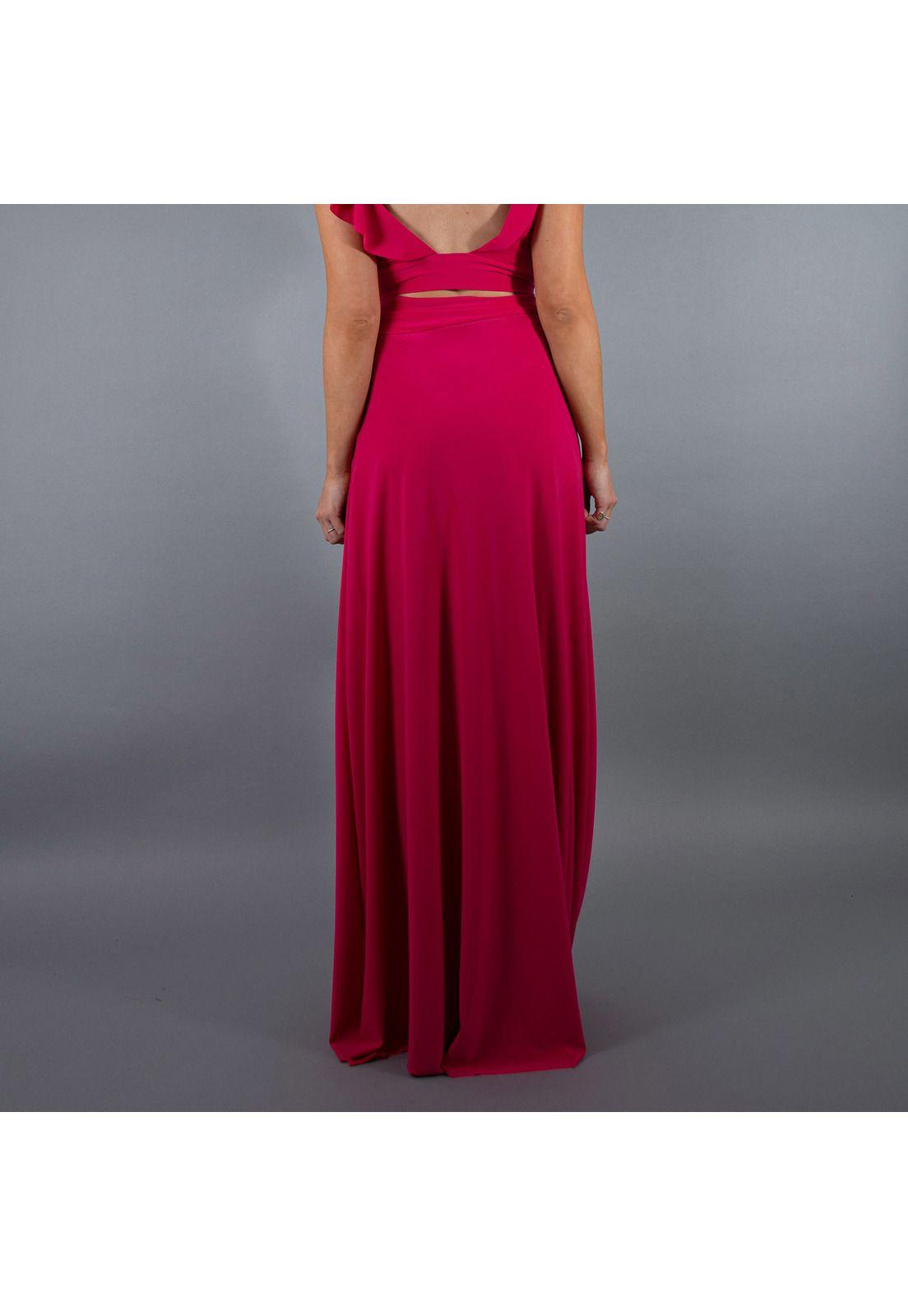 Falda Larga Veracruz Fucsia Lycra Maria Paskaro-3