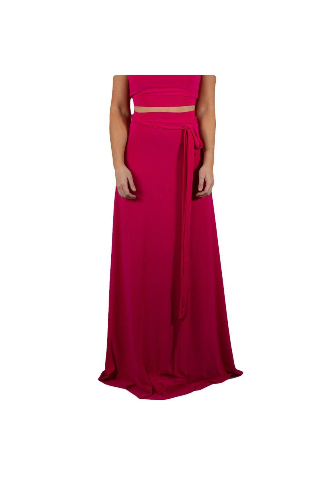 Falda Larga Veracruz Fucsia Lycra Maria Paskaro-0