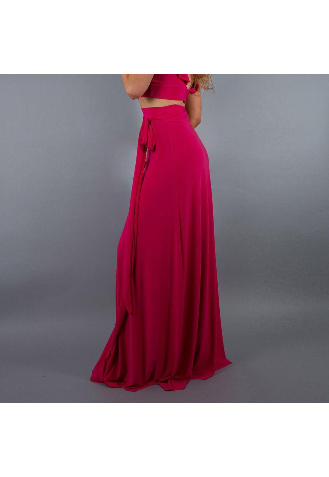 Falda Larga Veracruz Fucsia Lycra Maria Paskaro-1