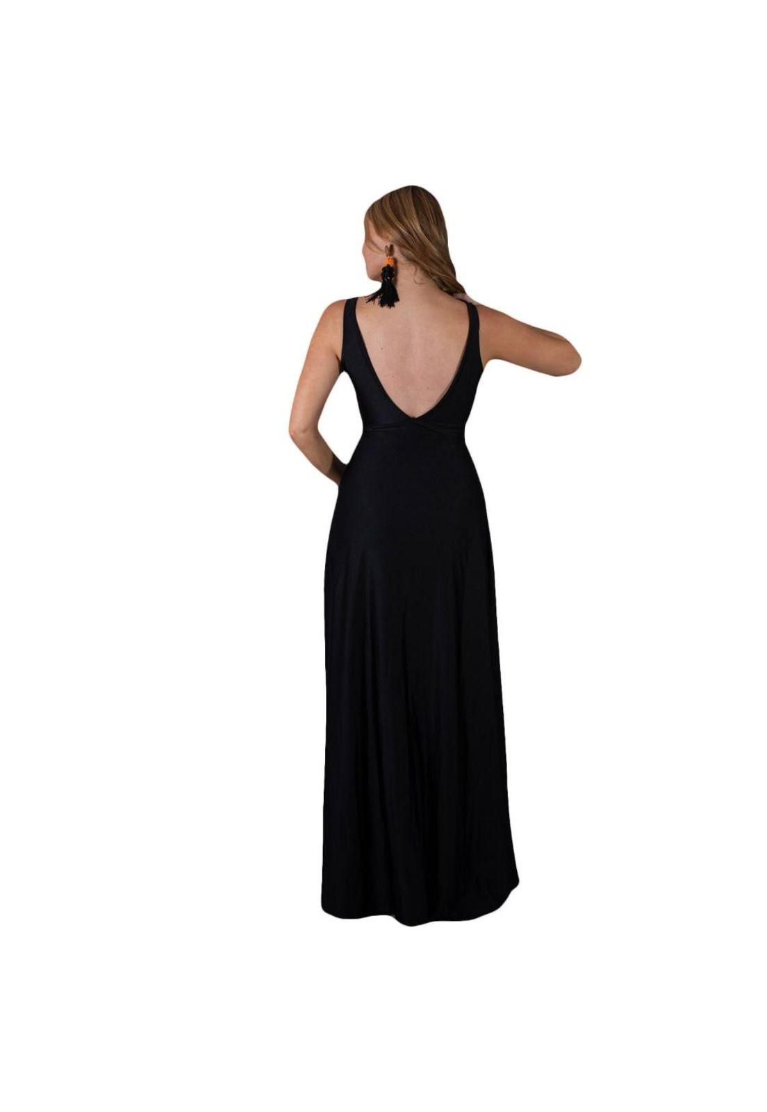 Vestido Largo Algarve Negro Lycra Dupont Maria Paskaro-2