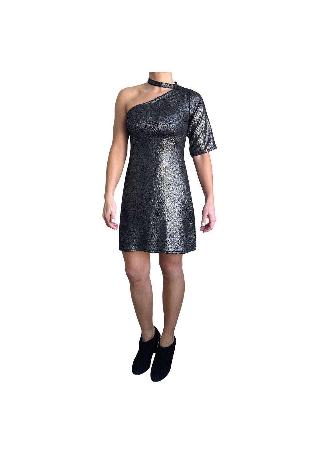 Vestido Corto Barceloneta Acero Lycra Maria Paskaro-0