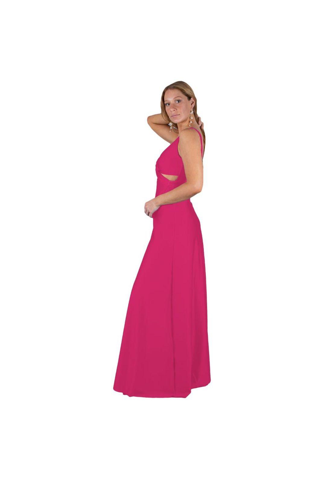 Vestido Largo Algarve Fucsia Lycra Dupont Maria Paskaro-1