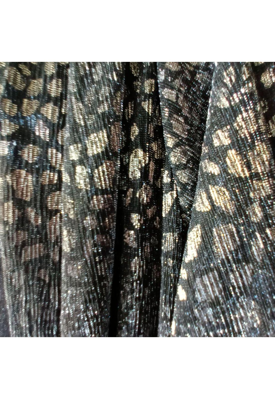 Tapado Kimono Largo Verona Negro Manchas Plateado Plisado Transparente Maria Paskaro-5