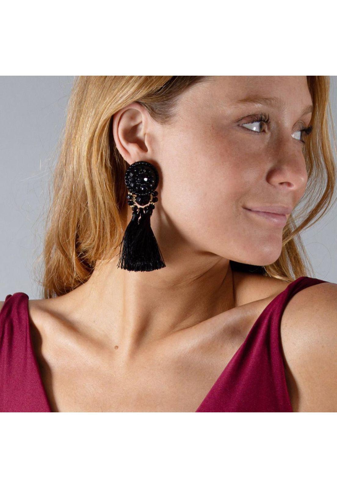 Aros Amazonas Negro Fleco Maria Paskaro-0