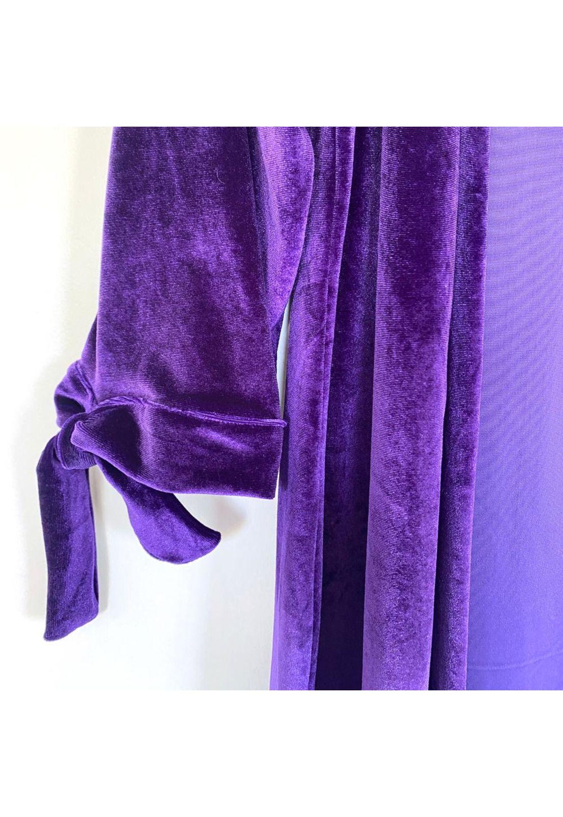 Tapado Kimono Largo Verona Purpura Terciopelo Maria Paskaro-3