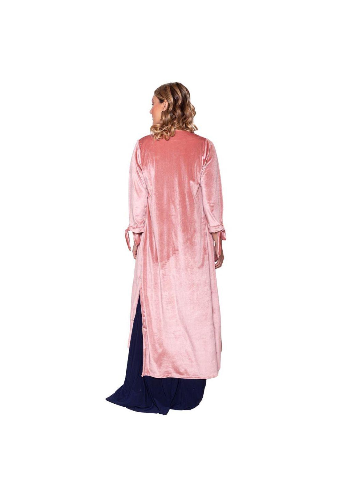 Tapado Kimono Largo Verona Palo Rosa Terciopelo  Maria Paskaro-2