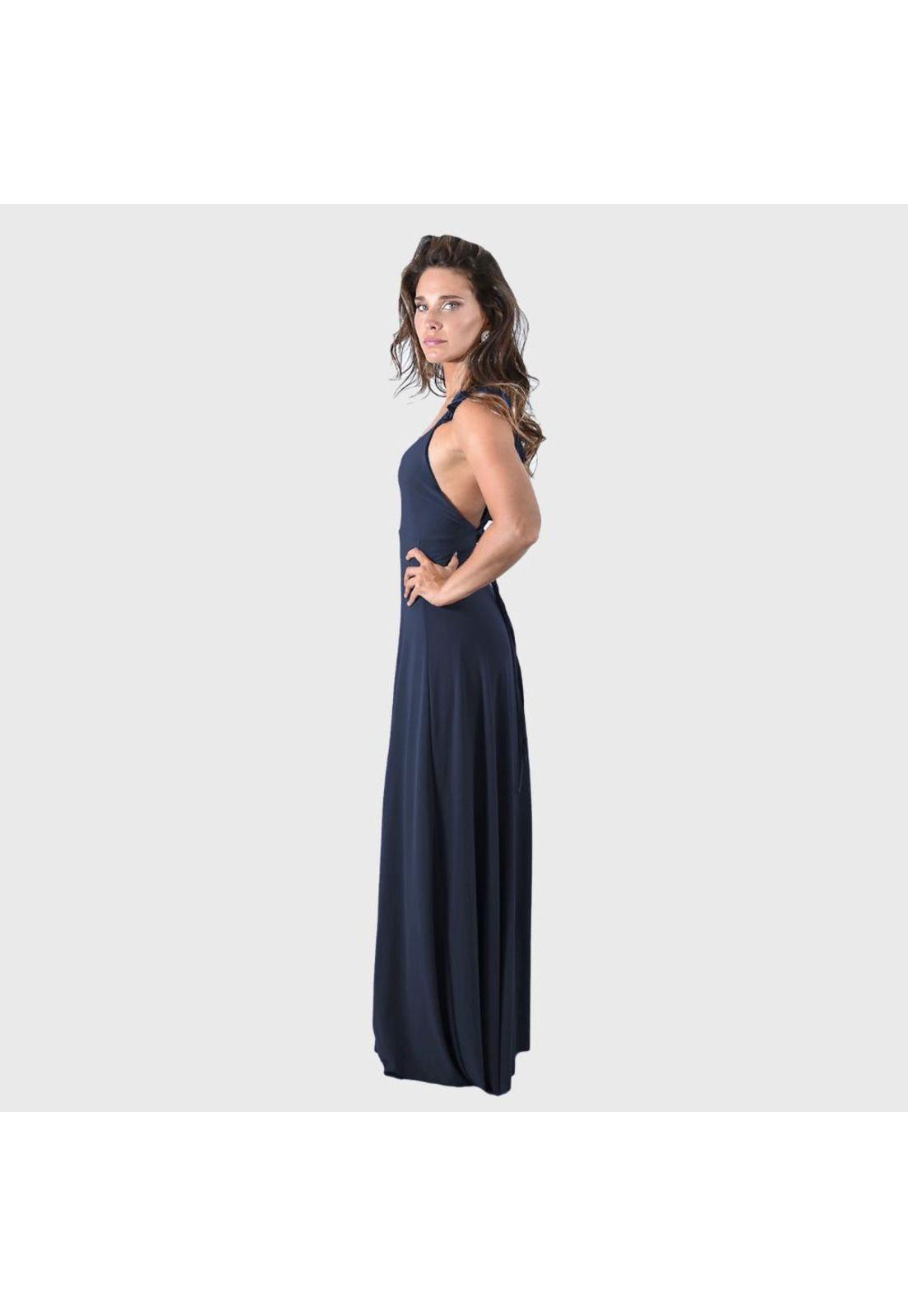 Vestido Largo Jaipur Azul Marino Lycra Vuelitos Maria Paskaro-2