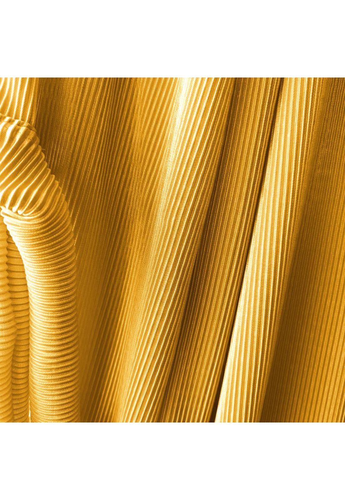 Tapado Kimono Largo Verona Mostaza Plisado Maria Paskaro-1