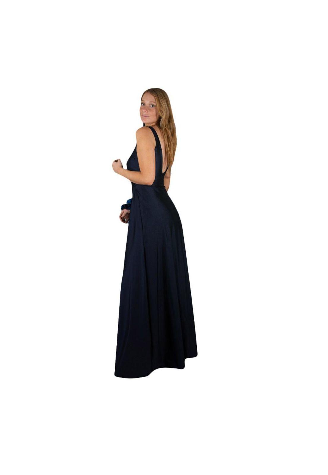 Vestido Largo Algarve Azul Marino Lycra Dupont Maria Paskaro-1