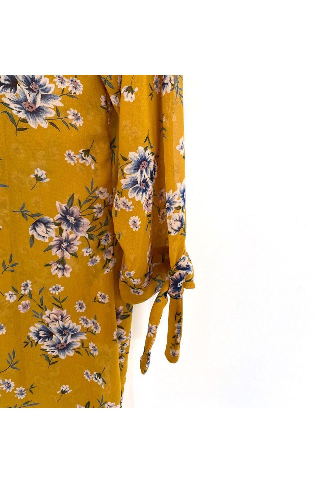 Tapado Nairobi Mostaza Flores Chiffon Maria Paskaro-2