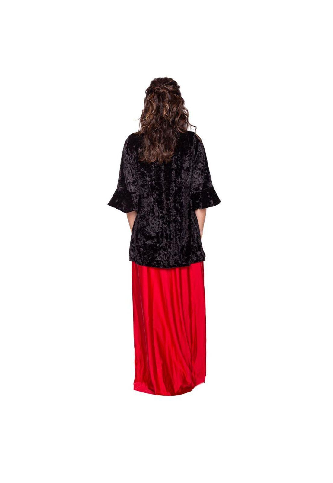 Tapado Kimono Corto Turin Negro Terciopelo Jaspeado Maria Paskaro-2