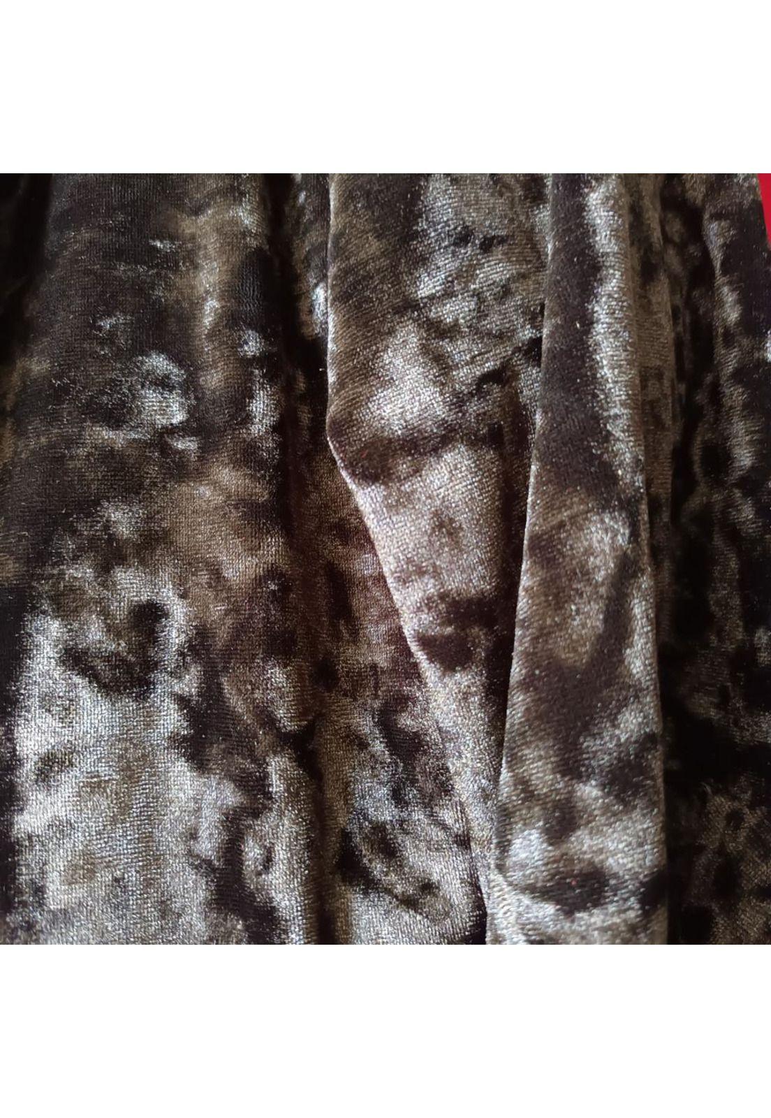 Tapado Kimono Corto Turin Negro Terciopelo Jaspeado Maria Paskaro-7