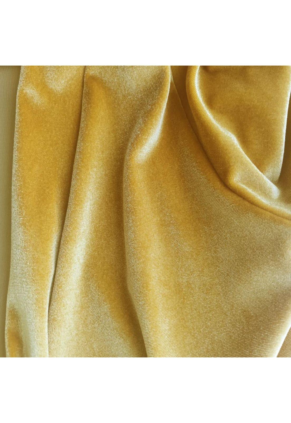 Tapado Kimono Largo Verona Mostaza Terciopelo Maria Paskaro-3