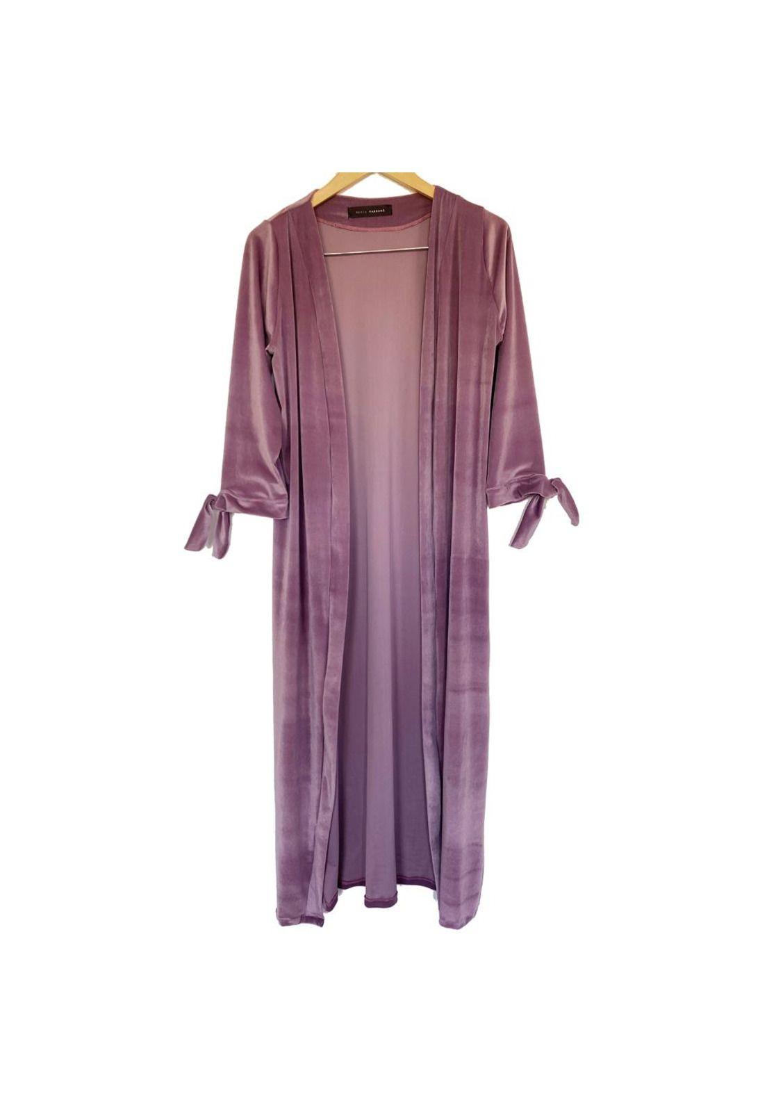 Tapado Kimono Largo Verona Lila Terciopelo Maria Paskaro-3