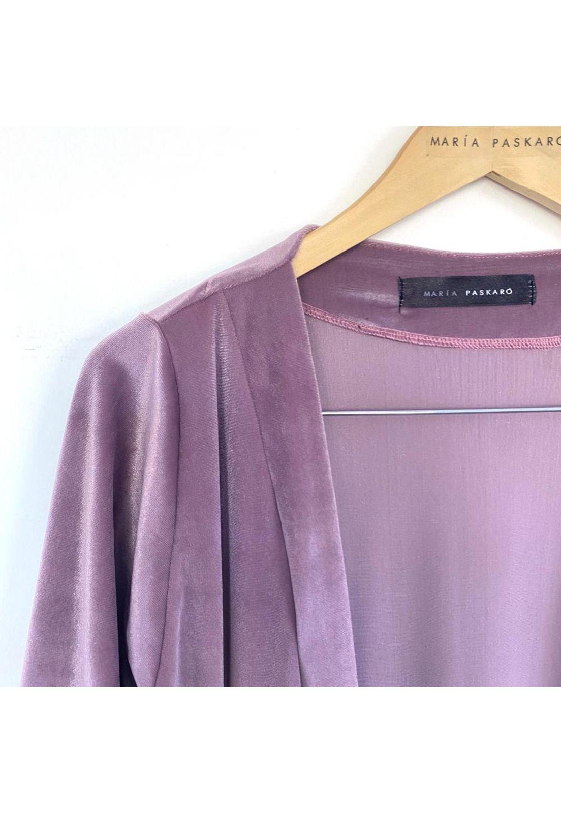 Tapado Kimono Largo Verona Lila Terciopelo Maria Paskaro-4