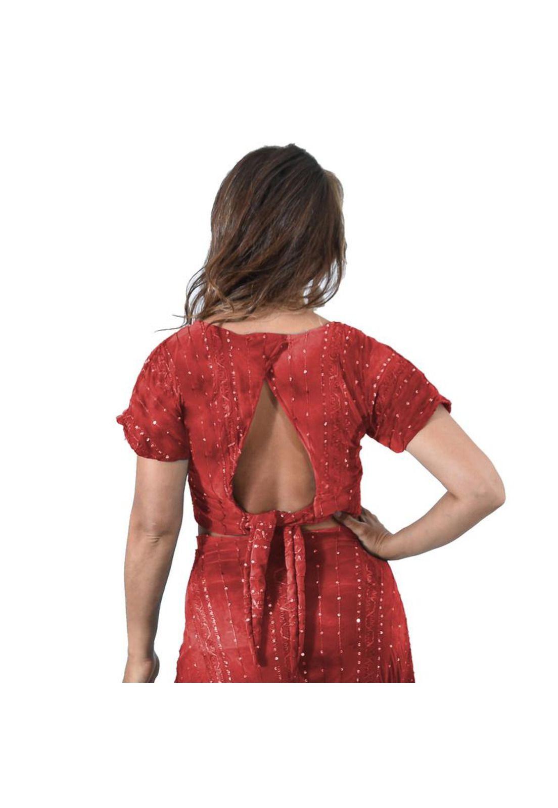 Peto Roma Rojo Lentejuelas Lycra Mangas Abierto Espalda Maria Paskaro-2