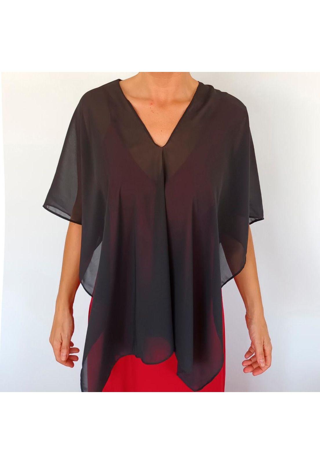 Tapado Capa Multiforma Catania Negro Gasa Maria Paskaro-2