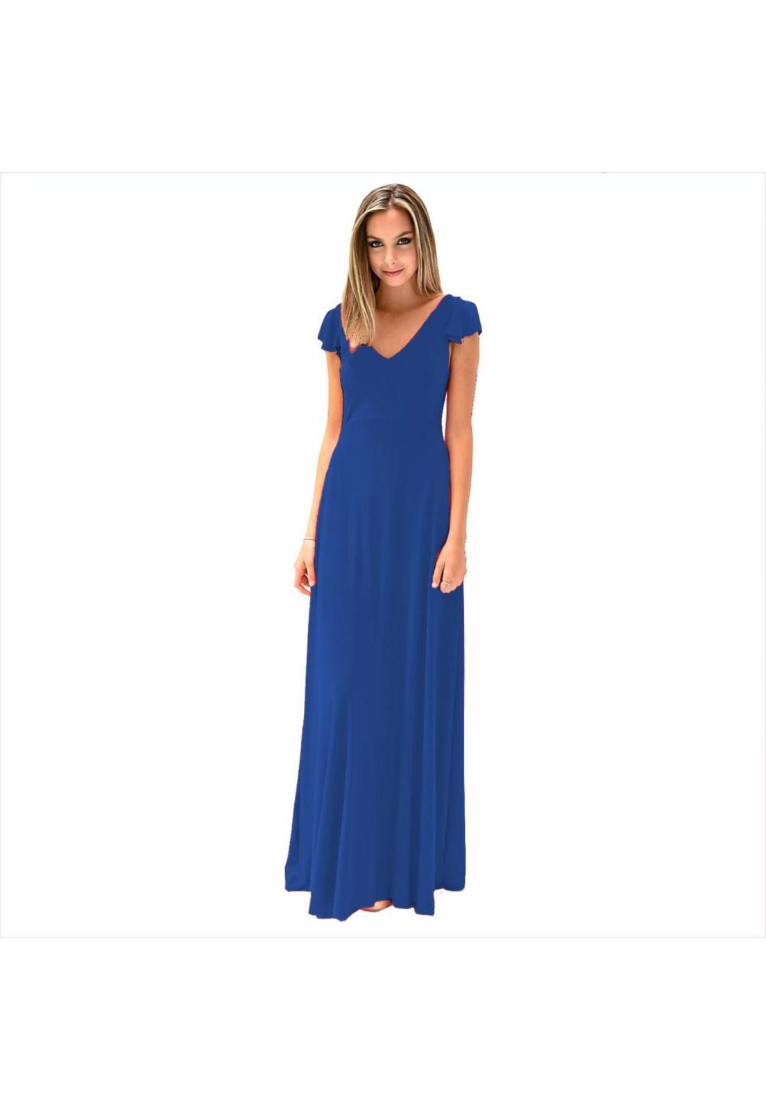 Vestido Largo Cairo Azulino Lycra Maria Paskaro-0