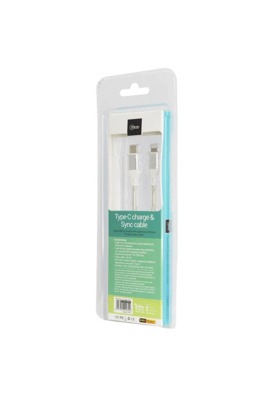 Cable Certificado Mlab 9264 Lightning a Tipo C Silver-2
