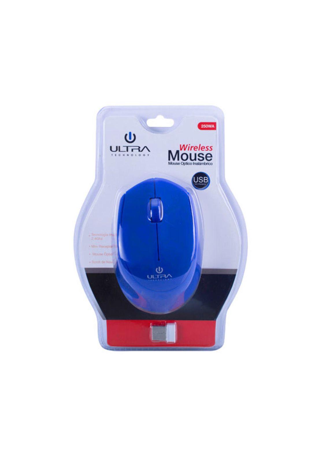 Mouse Inalámbrico Ultra Óptico 3 Botones DPI 800 Azul-0