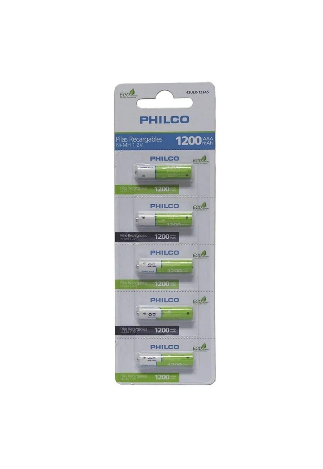 Pilas Recargables AAA Precargadas 1200 Mah 1.2V 5 Unidades Philco -0