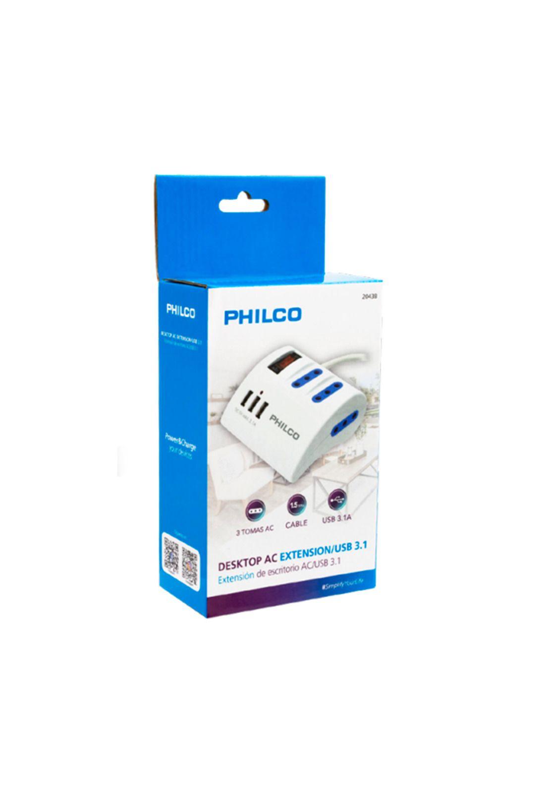 Alargador Philco Escritorio 3 220V 3 USB-2