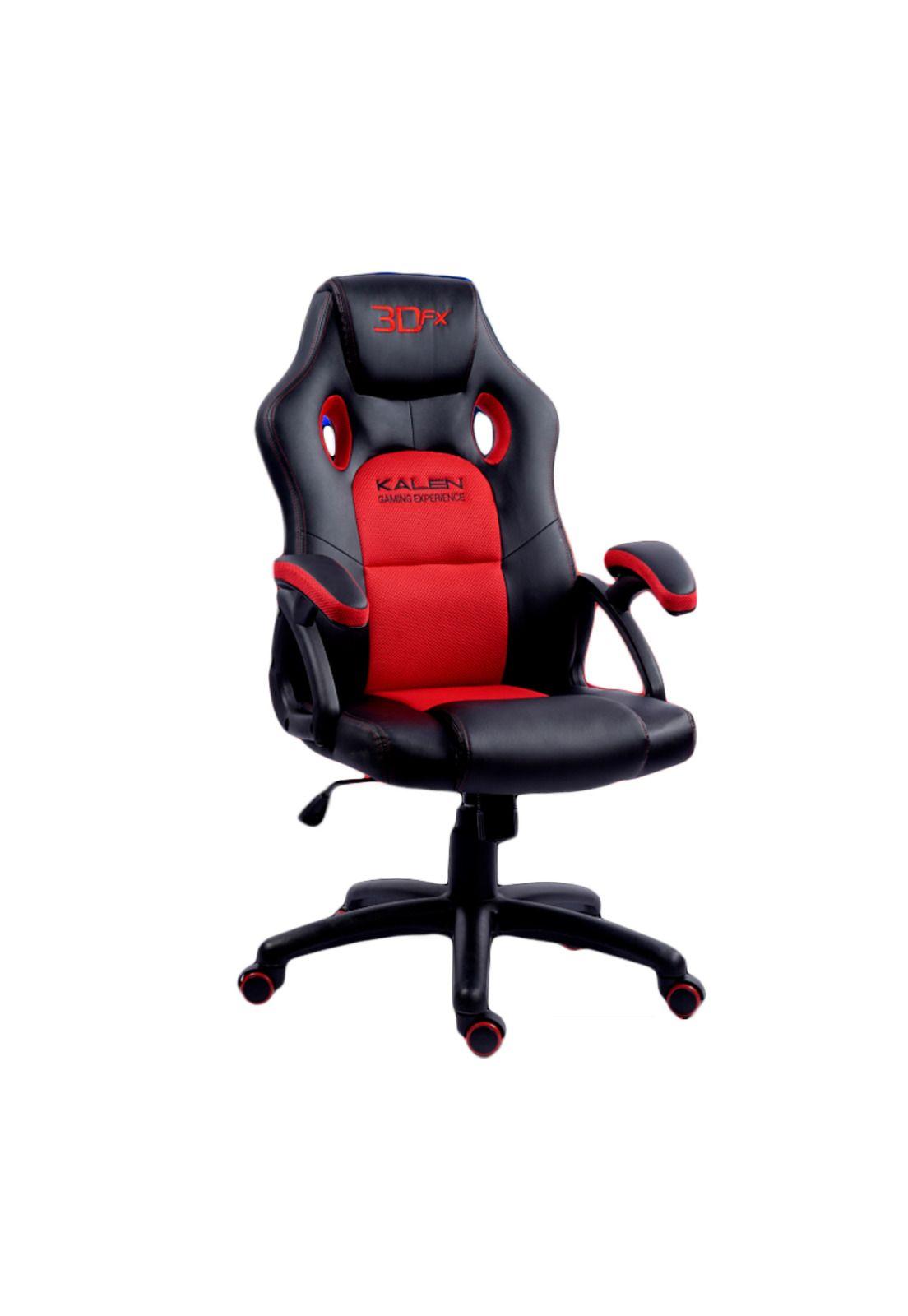 Silla Gamer 3dfx Kalen Ergonomica Negra Y Roja Color Negro-0