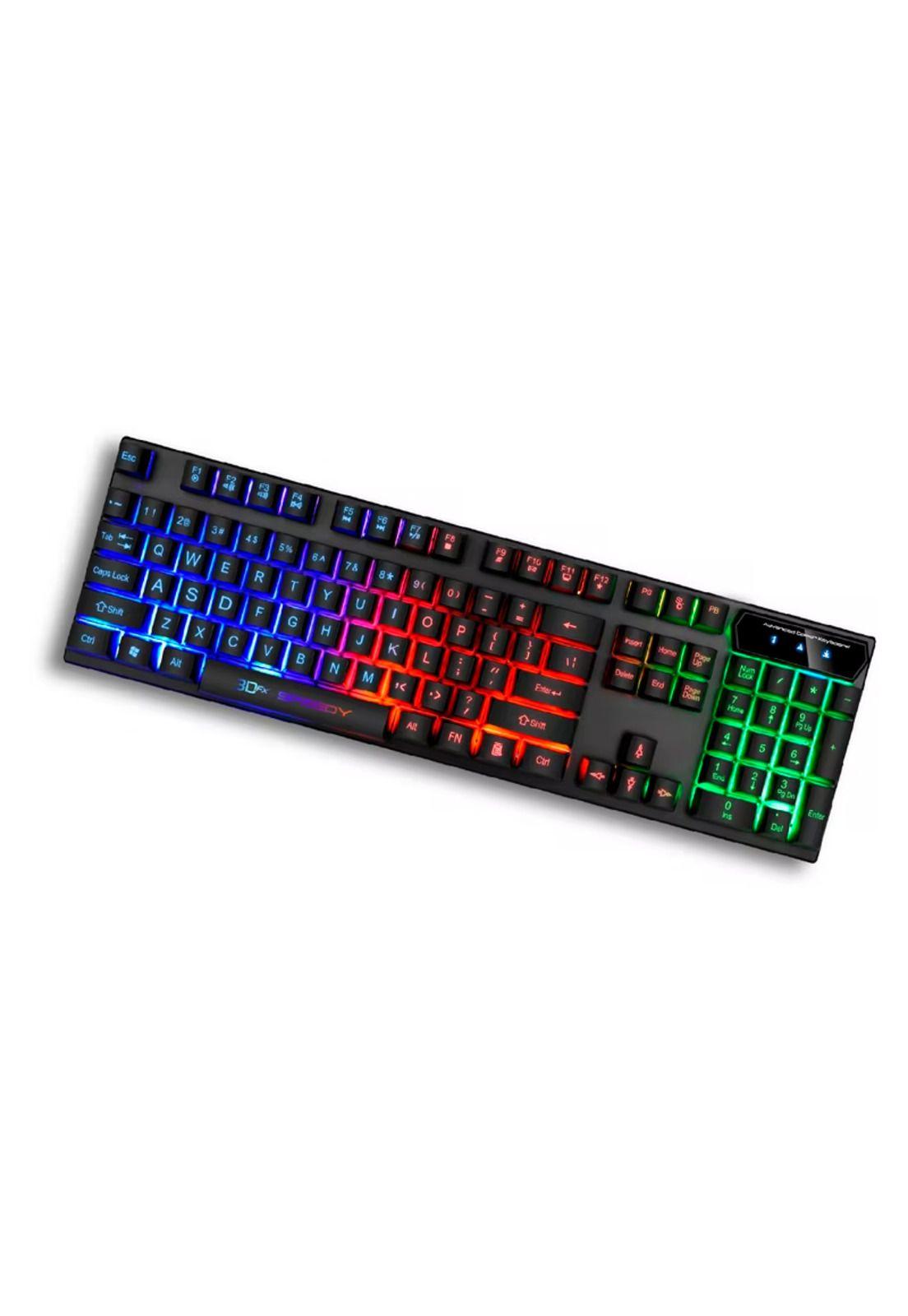 Teclado Gamer 3dfx Retroiluminado Led Rgb / Speedy Color Del Teclado Negro-0