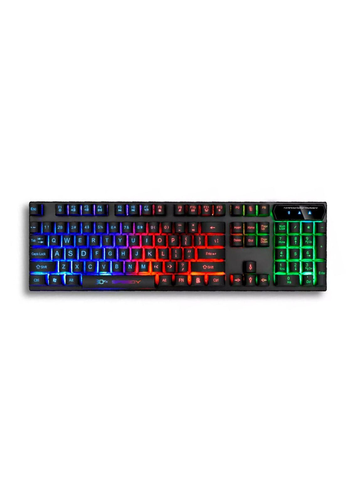 Teclado Gamer 3dfx Retroiluminado Led Rgb / Speedy Color Del Teclado Negro-1