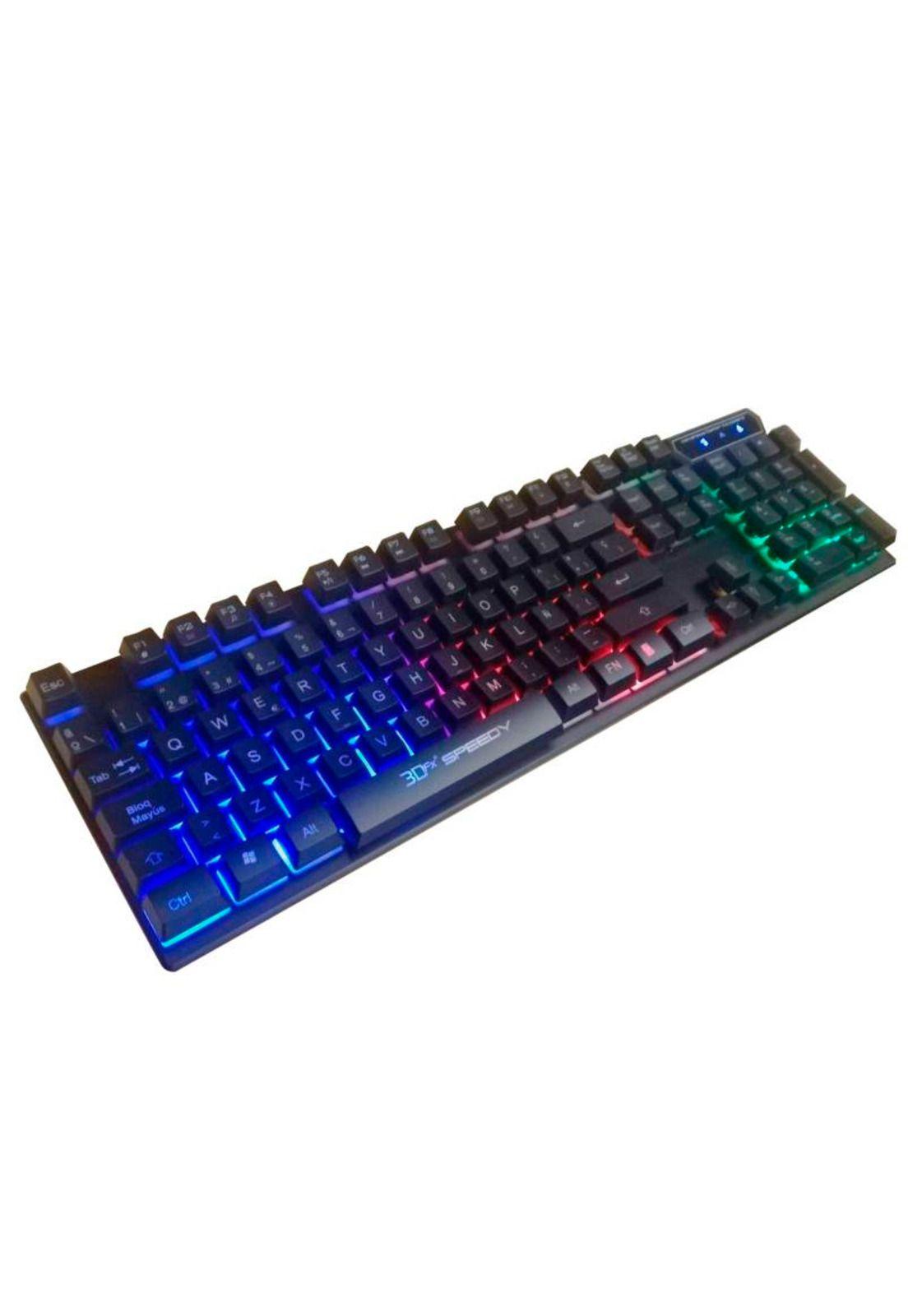 Teclado Gamer 3dfx Retroiluminado Led Rgb / Speedy Color Del Teclado Negro-2