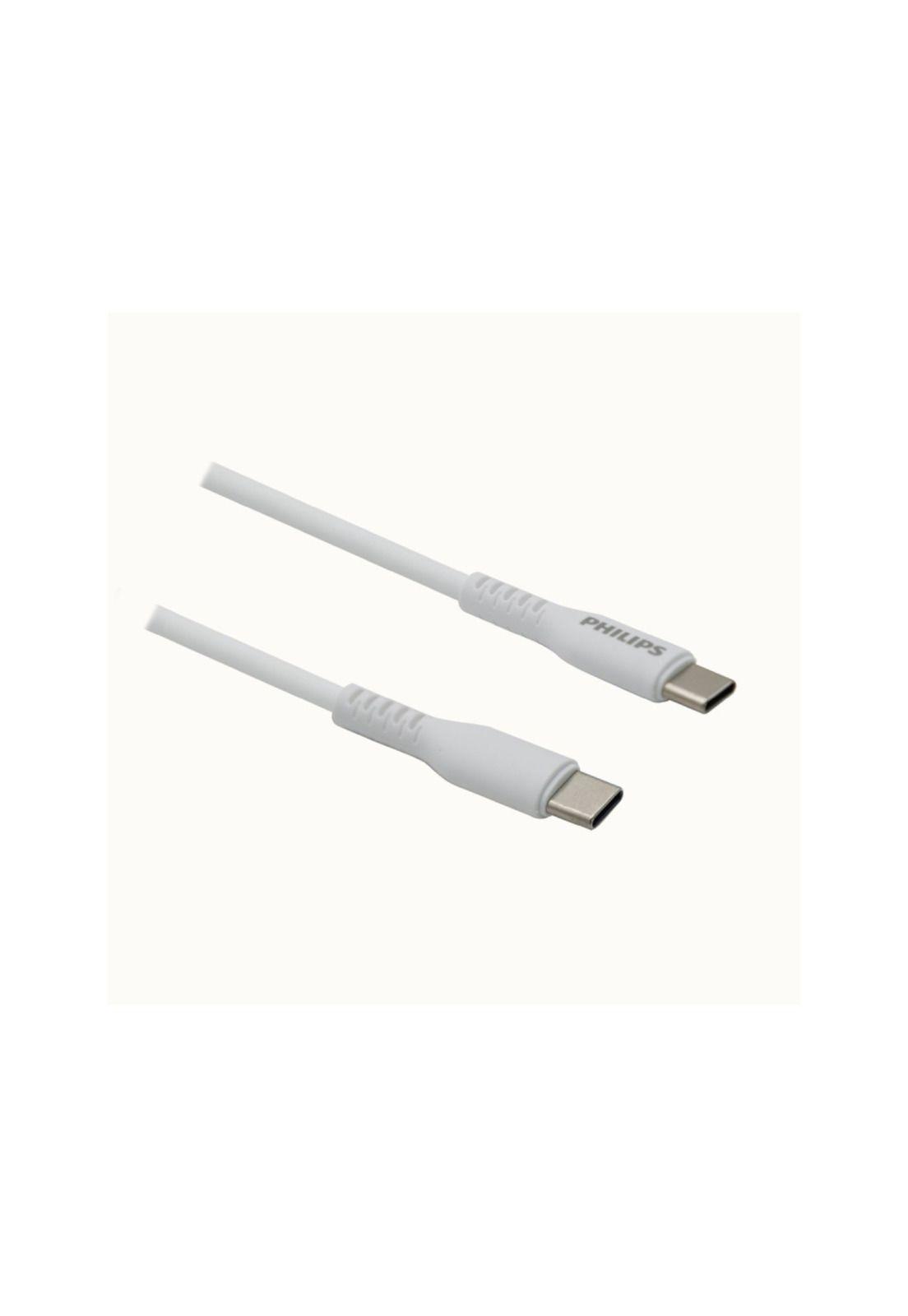 Cable Usb-C A Usb-C 1m 30w  Blanco Silic Dlc8601w PHILIPS-2