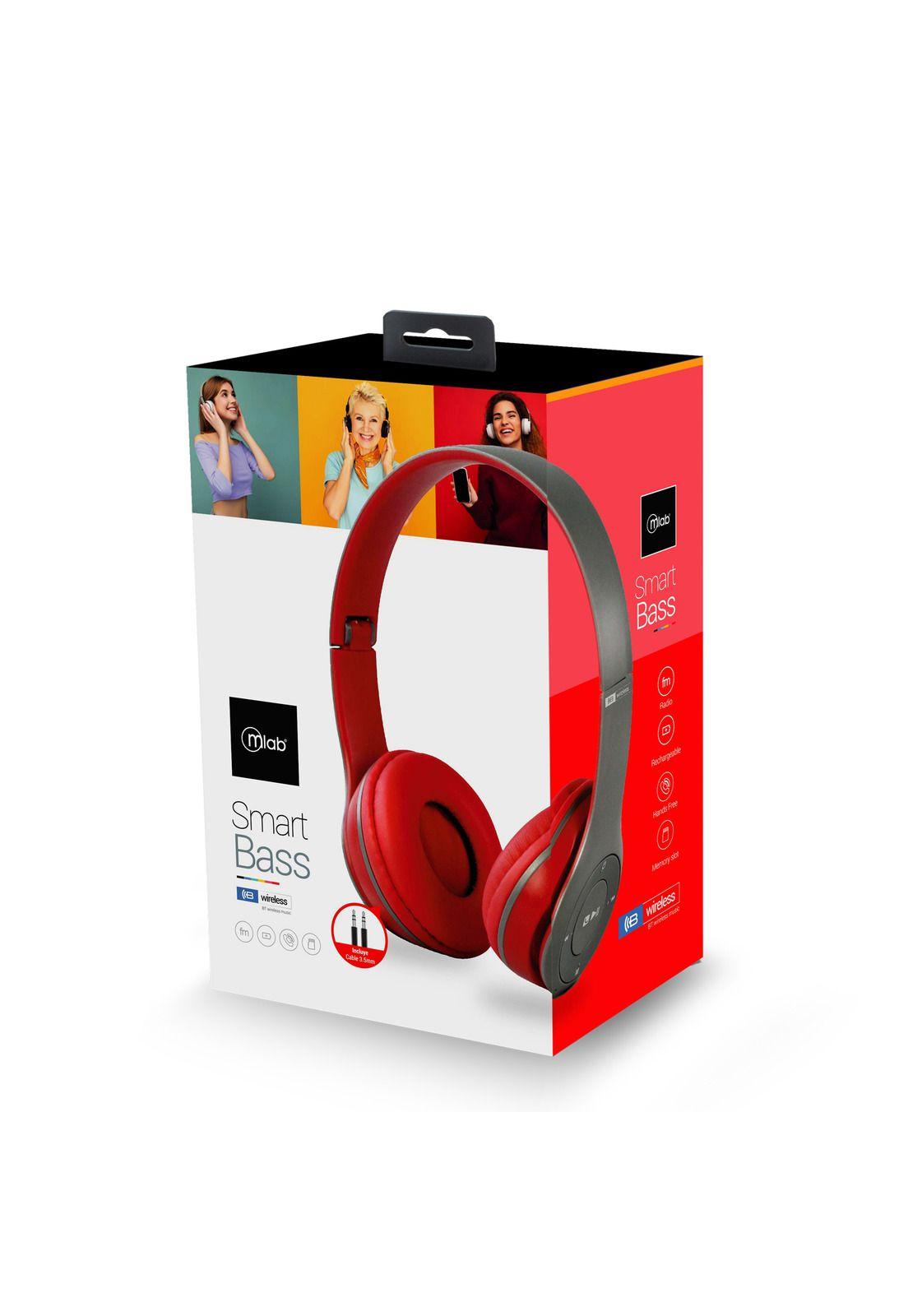 Audífonos Over Ear Smart Bass Bluetooth Mlab Rojo-2