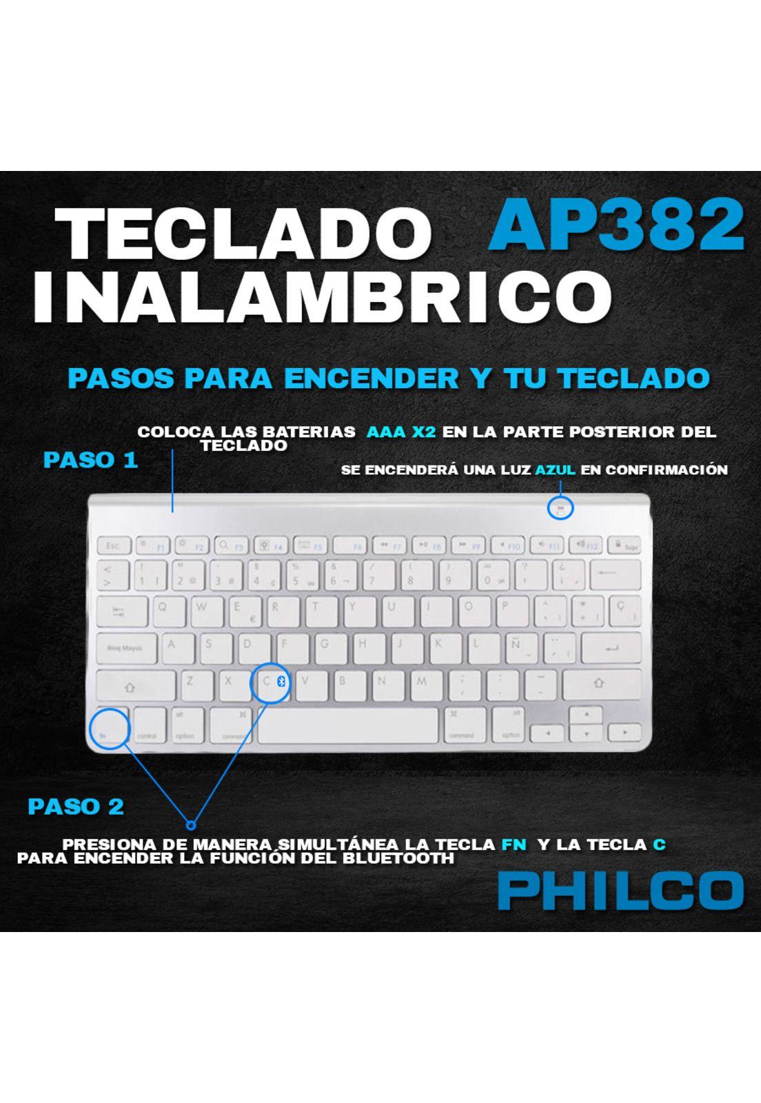 Teclado Inalámbrico Philco AP382 Bluetooth / Apple / Android / IOS / MAC-3
