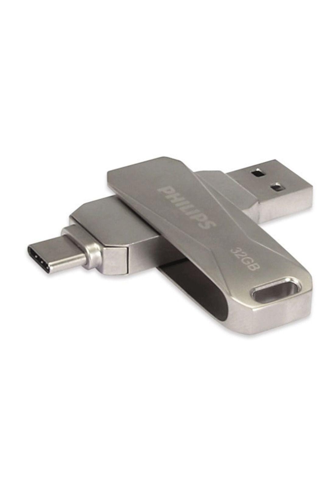 Pendrive Metal Dual Usb-a/c 3.0 Philips Snap 32gb Mlab-0