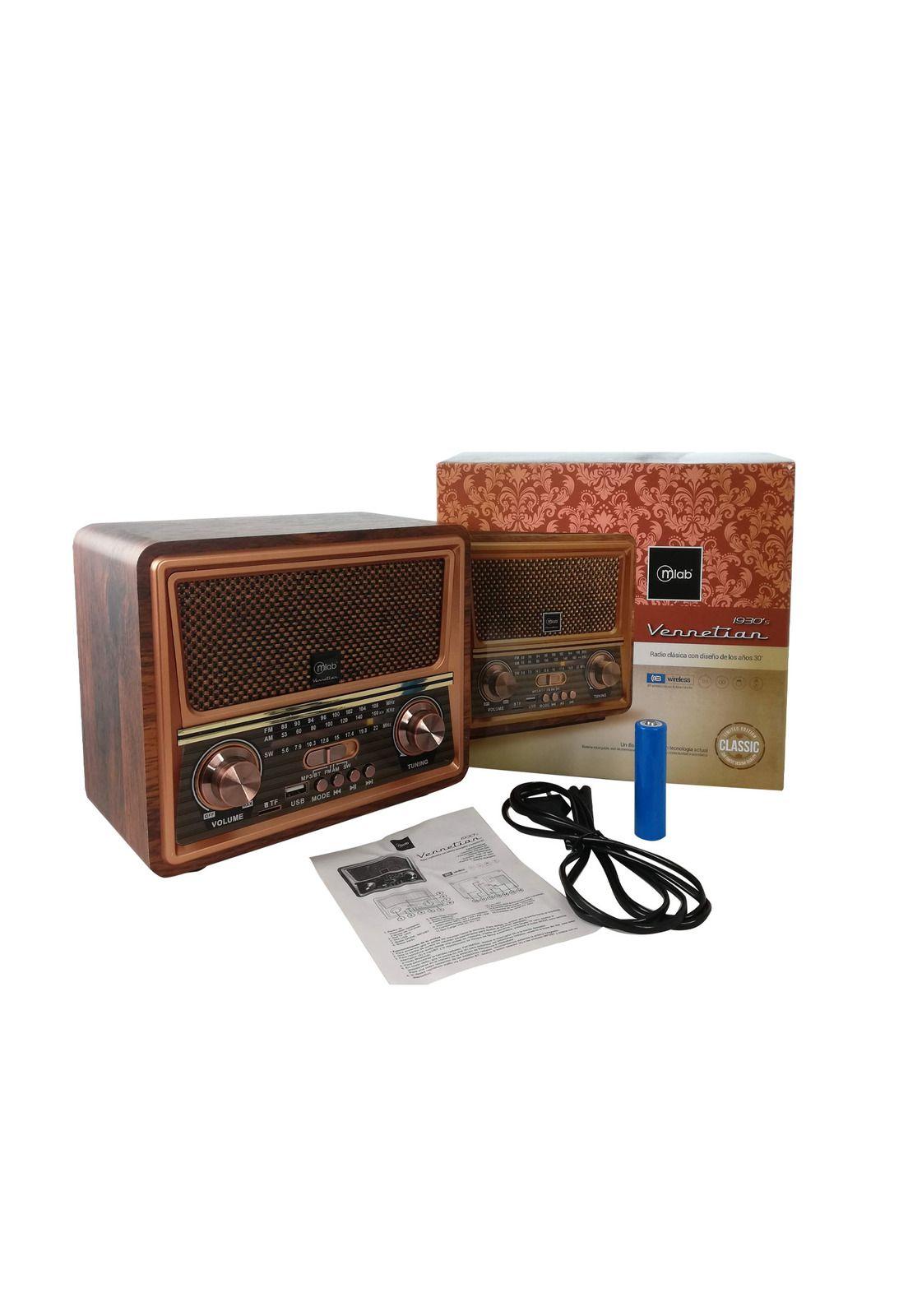 Radio Portátil Bluetooth Retro Vennetian Mlab Usb Am Fm-0