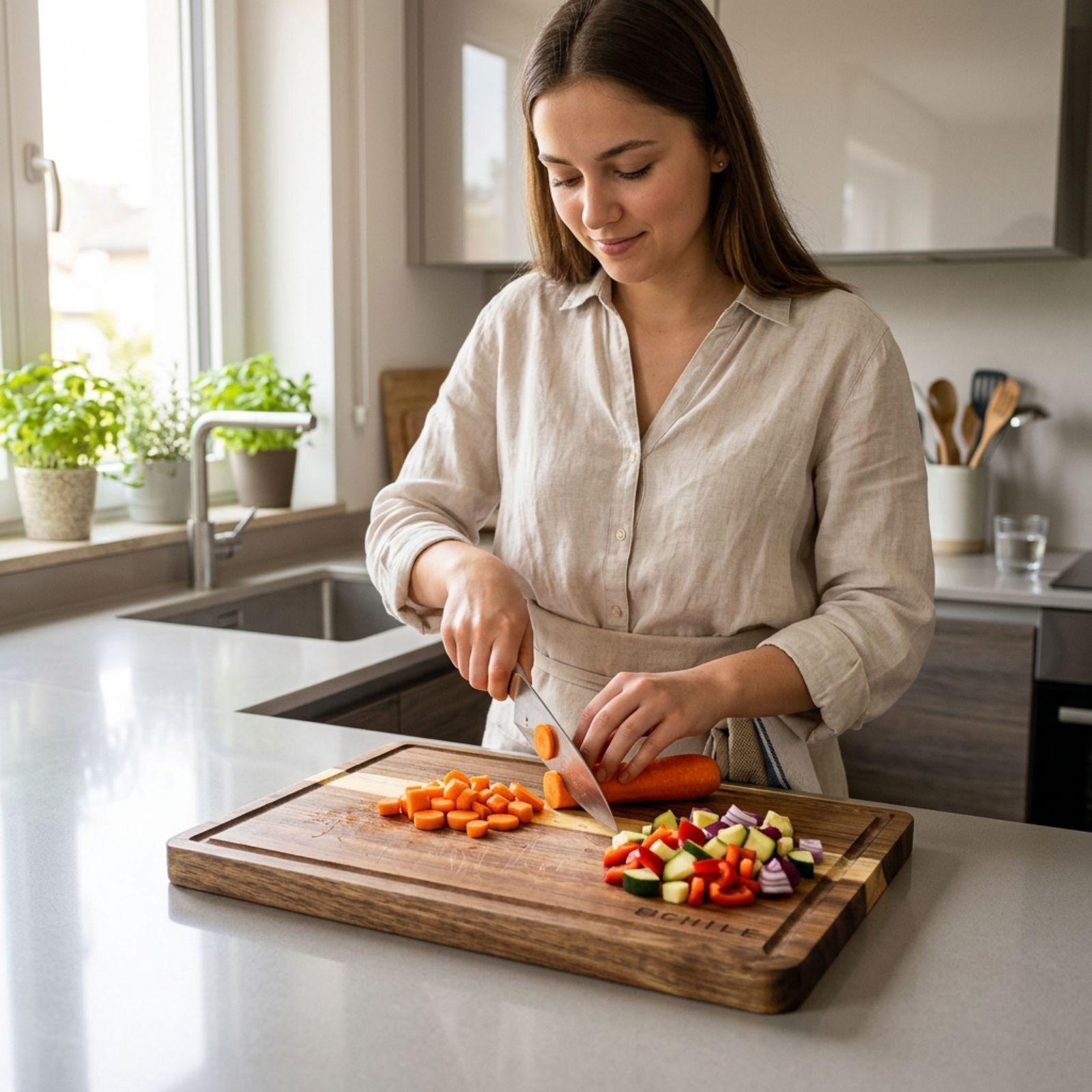 Tabla de Picoteo y Corte Madera de Acacia Chile Souvenir-3