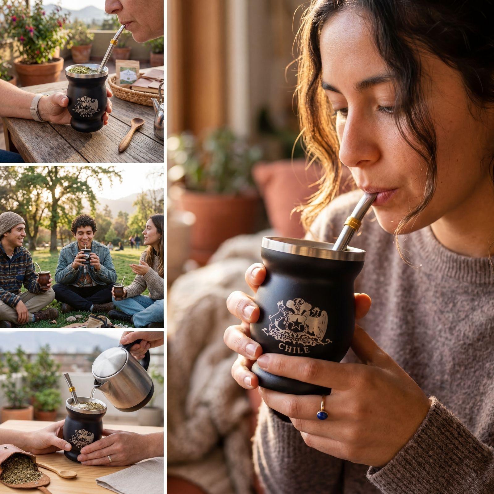 Matero Acero Inoxidable Bombilla Escudo de Chile-3