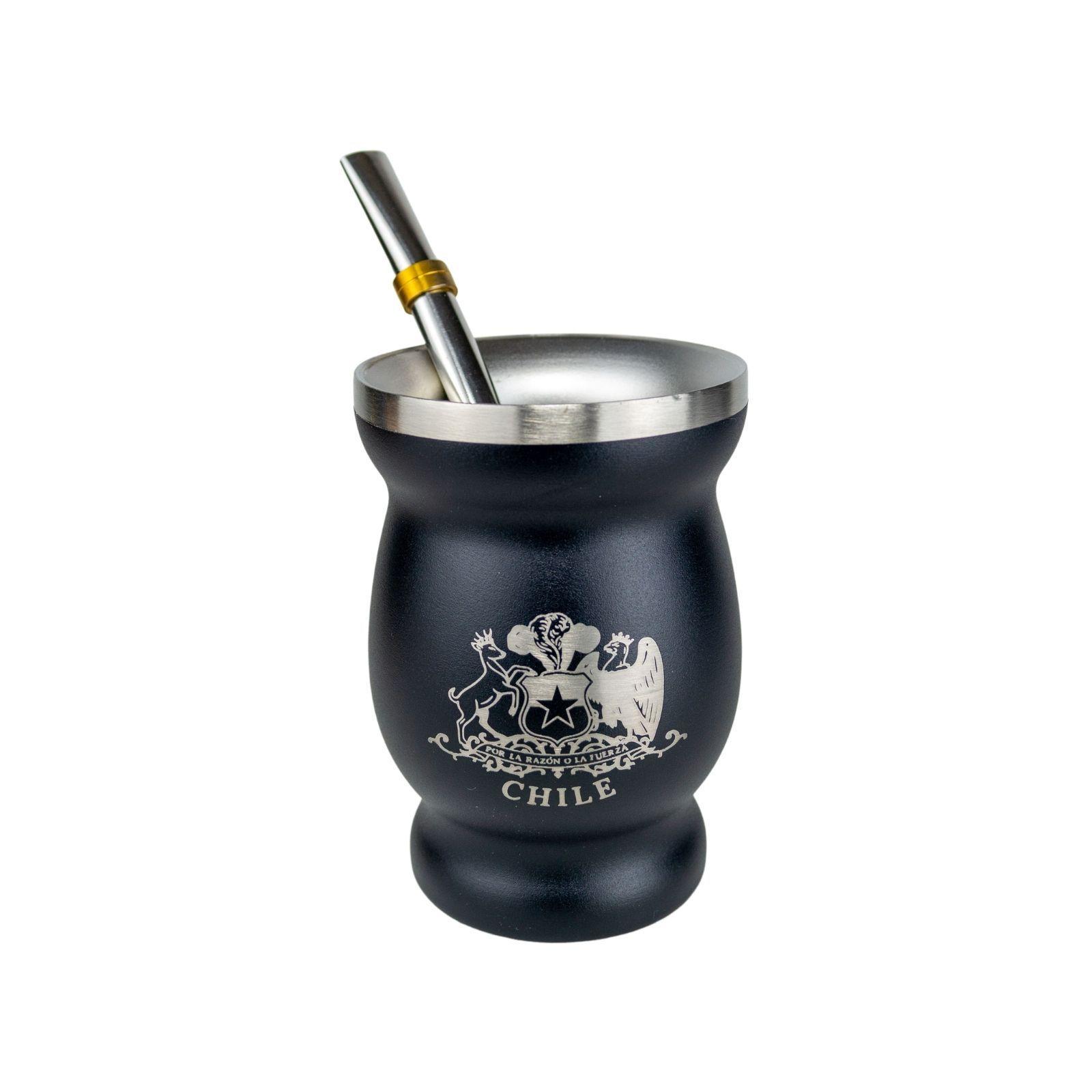 Matero Acero Inoxidable Bombilla Escudo de Chile-4