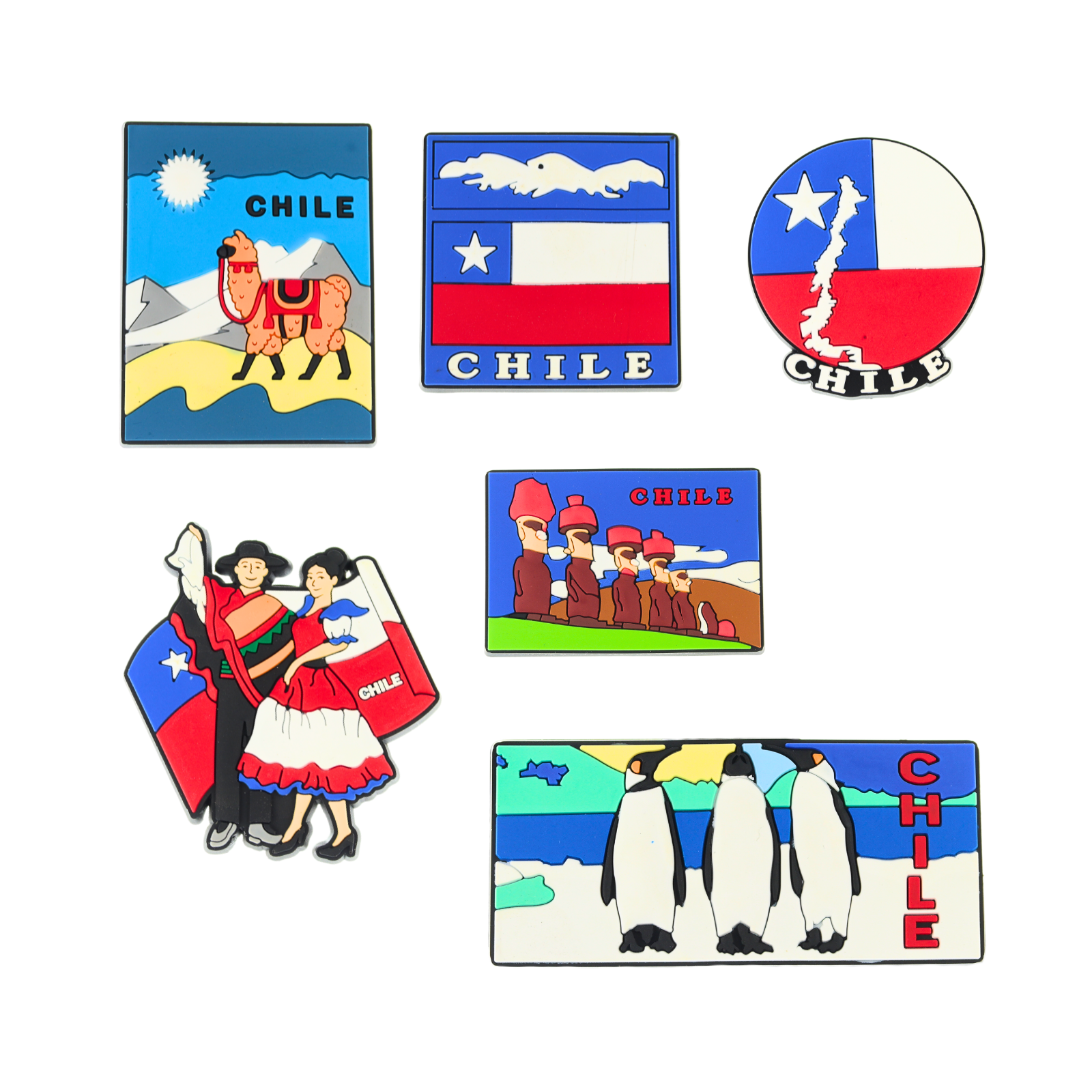 Pack 6 Imanes Refrigerador Decorativo Recuerdo Chile-0