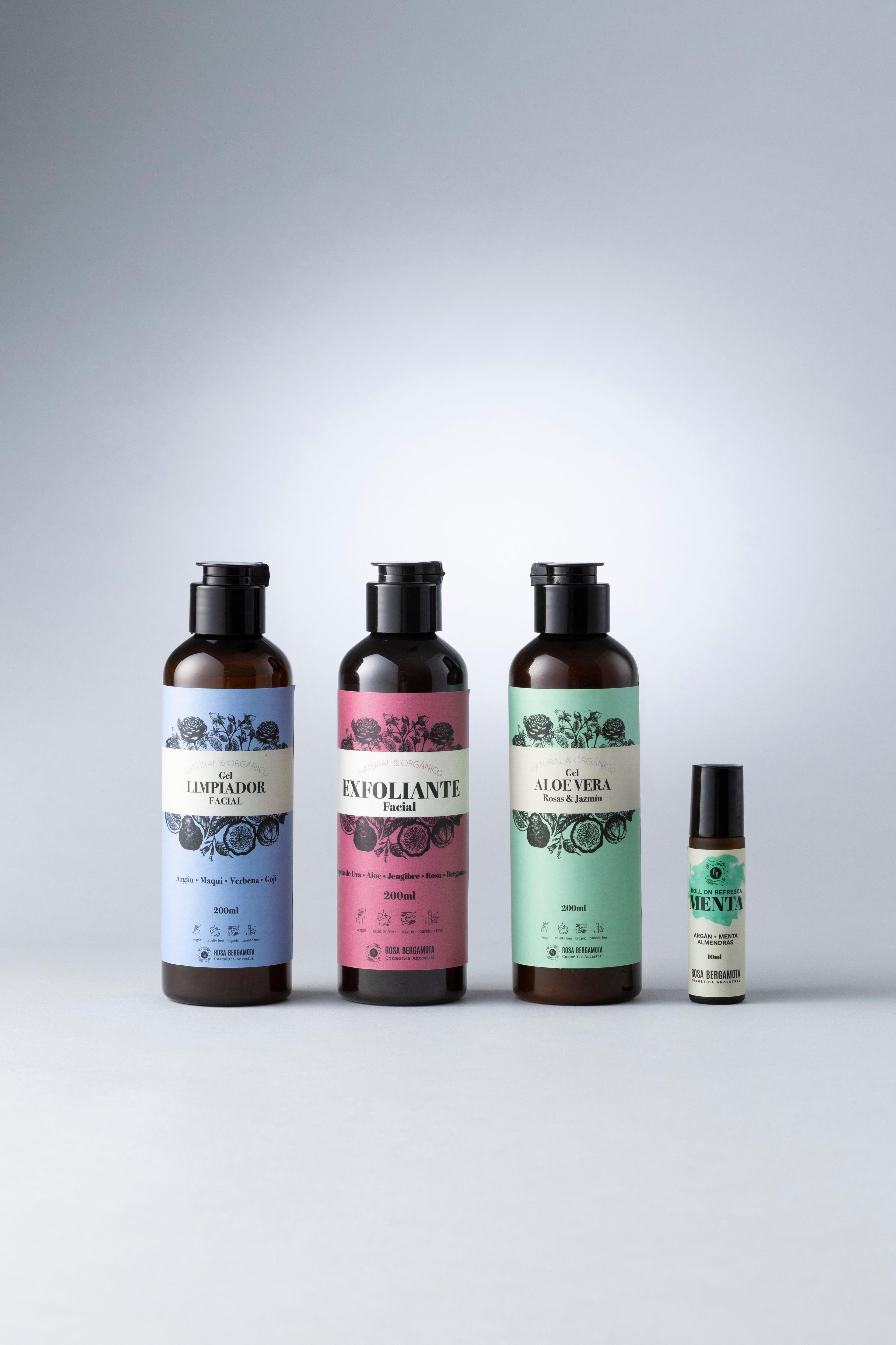 Pack Acné y Piel Grasa: Gel Limpiador + Exfoliante + Gel Aloe Vera + Roll On Menta de REGALO-1