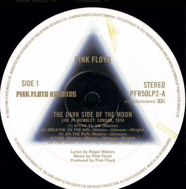 PINK FLOYD - THE DARK SIDE OF THE MOON LIVE AT WEMBLEY 1974 LP - VINILO-1
