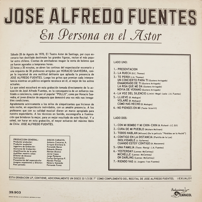 JOSE ALFREDO FUENTES - EN EL ASTOR LP - VINILO-1
